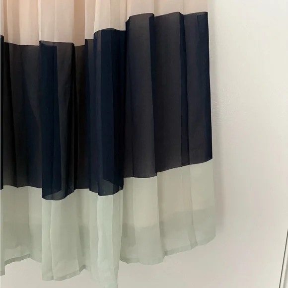 Club Monaco Cream and Blue Pleated Midi Skirt